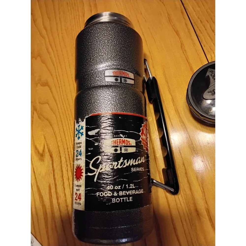 Thermos Sportsman Thermos Vintage Metal SS Cup 40oz. Screw Top Lid & Cup